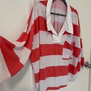 Red and White Striped Pullover